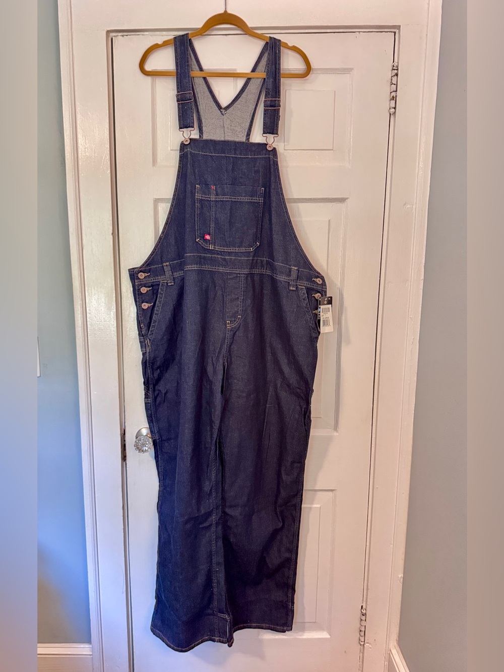Dickies Black Denim Overalls with Red Logo Tab